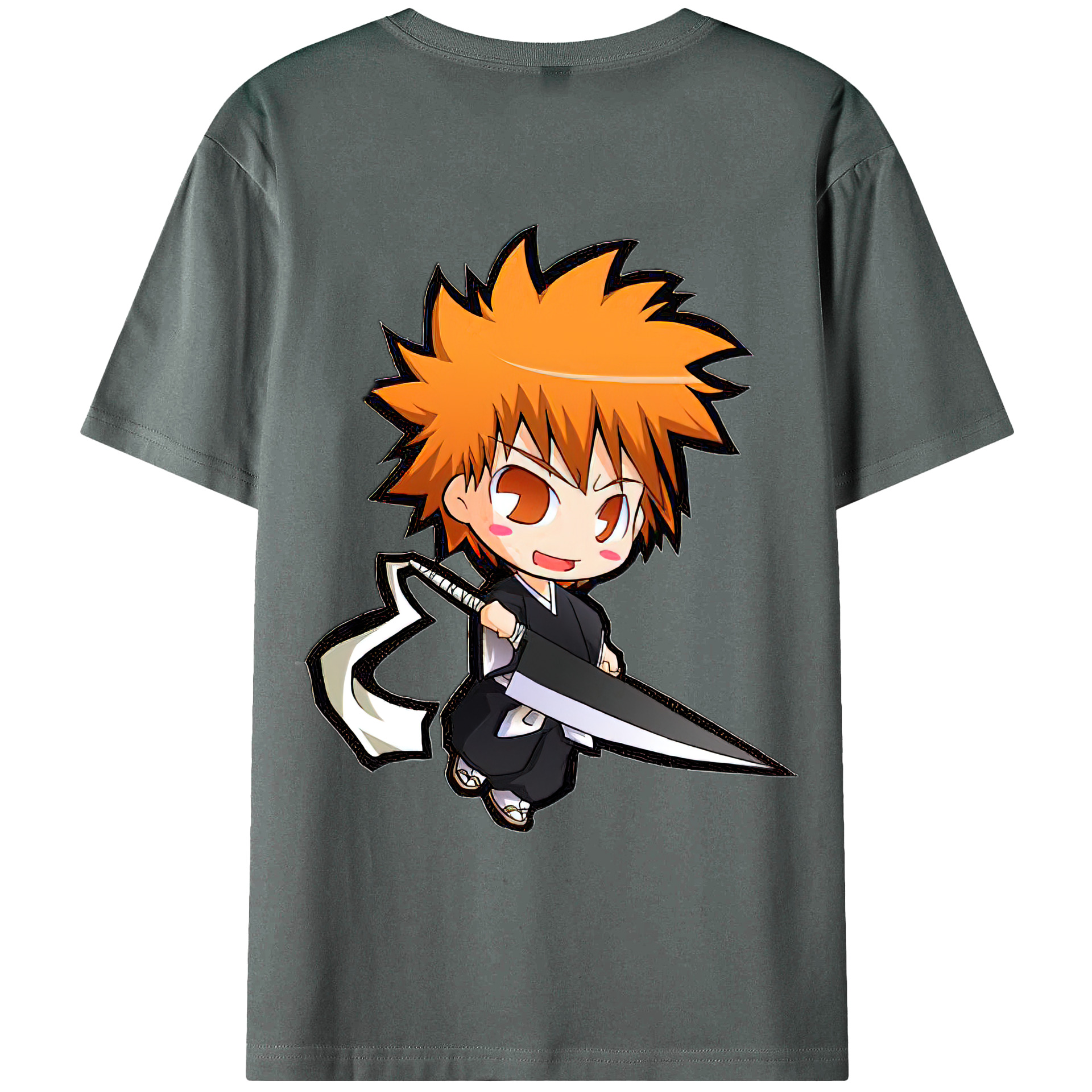 （画像用） ブリーチ 黒崎一護（くろさき いちご）BLEACH Kurosaki Ichigo 綿100％ メンズ半袖Tシャツ（バックプリント） 通気性